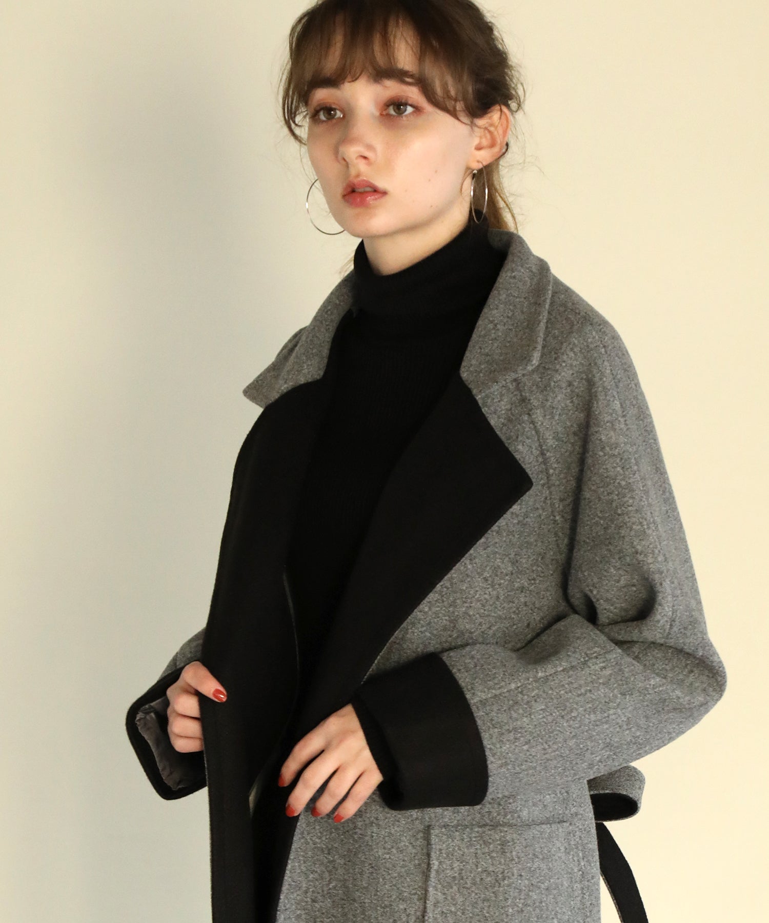 襟配色ラップコート｜コート・ジャケット - aity