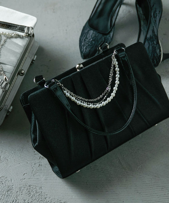 niana サテン パーティーバッグ ブラック