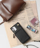 Fashion Letter 背面ファスナーポケット付きスマホケース iPhone12mini対応 ブラック