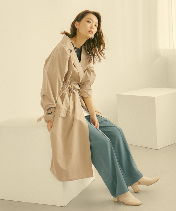 Fashion Letter キャンディ袖ビッグトレンチコート ベージュ