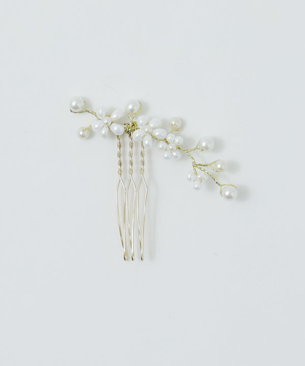 niana フラワーパールヘアアクセ（カーブ） オフホワイト