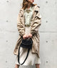 Fashion Letter ミリタリーロングコート ベージュ