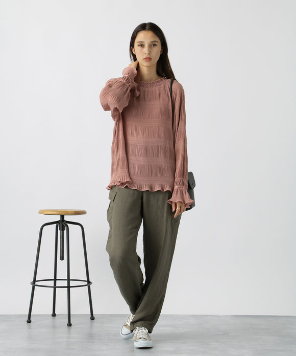 aity シフォンジョーゼットマジョリカプリーツブラウス ピンク