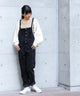 Fashion Letter コーデュロイワイドサロペマキシパンツ ブラック