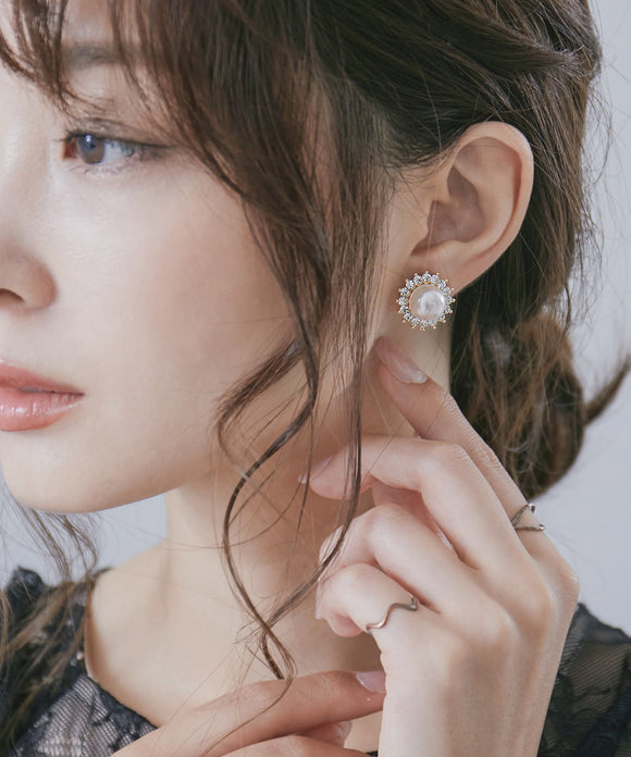 niana 一粒パールイヤリング ゴールド