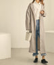 Fashion Letter パイピングノーカラーガウンコート グレージュ