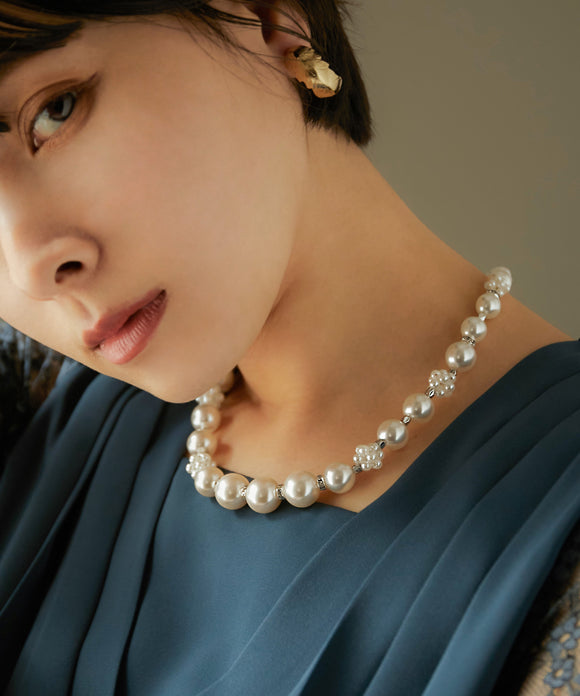 niana バックチャームパールネックレス シルバーゴールド