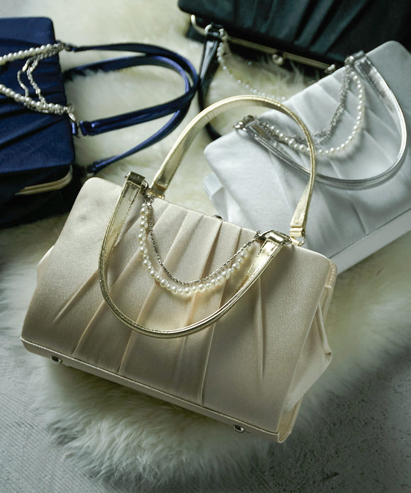 niana サテン パーティーバッグ ベージュ