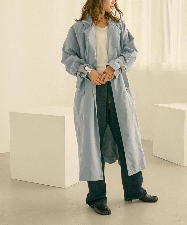 Fashion Letter キャンディ袖ビッグトレンチコート ブルー