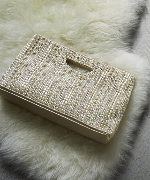 niana マルチパールハンドバッグ ベージュ