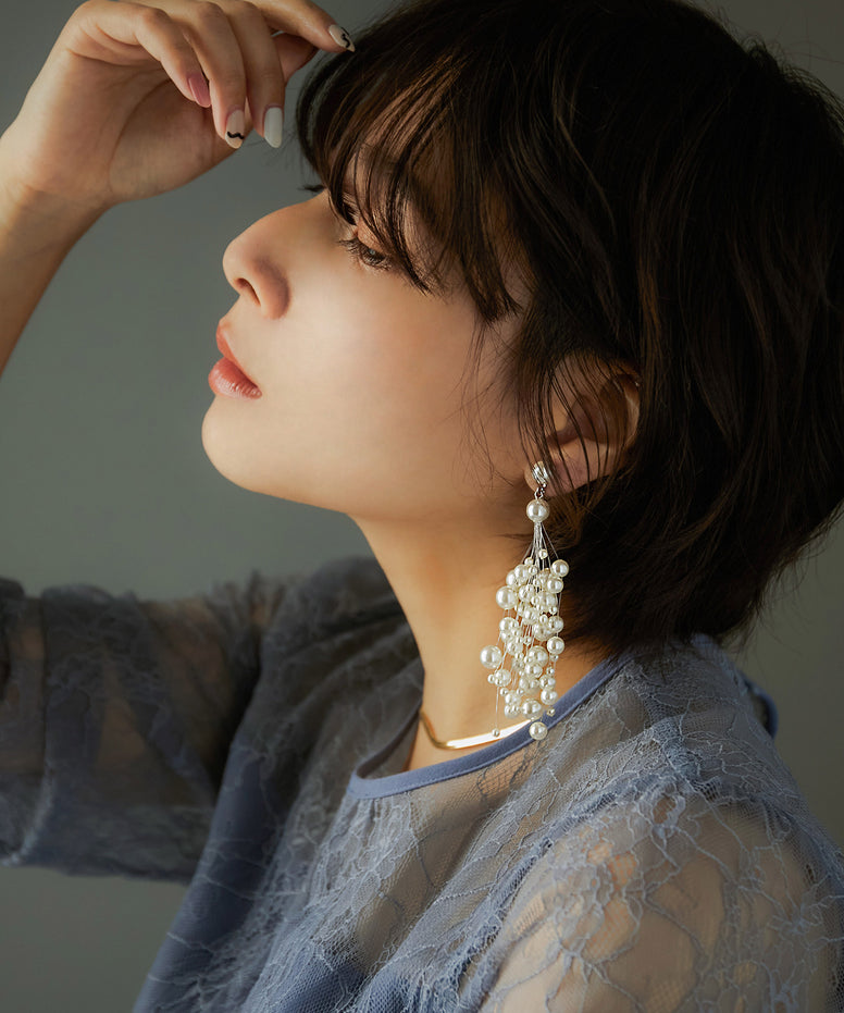 かすみ草パールイヤリング｜ピアス・イアリング - niana