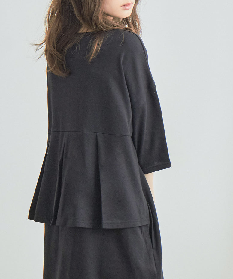 Fashion Letter バックフリル半袖ルームワンピース ブラック