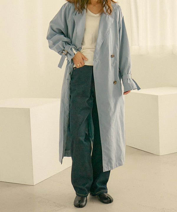 Fashion Letter キャンディ袖ビッグトレンチコート ブルー