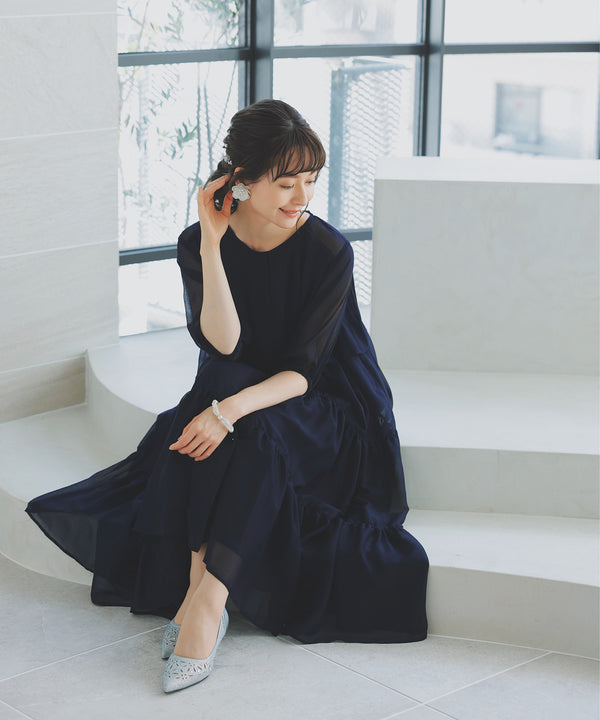 niana ティアードワンピース ネイビー