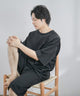 Fashion Letter ダンボールニット　5分袖ハーフパンツ上下セットアップ ブラック