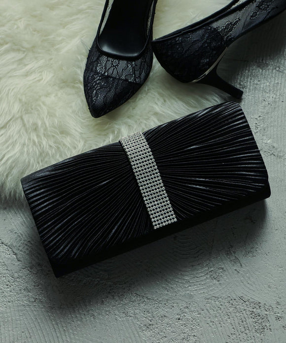 niana ラインストーンテープ付きクラッチバッグ ブラック