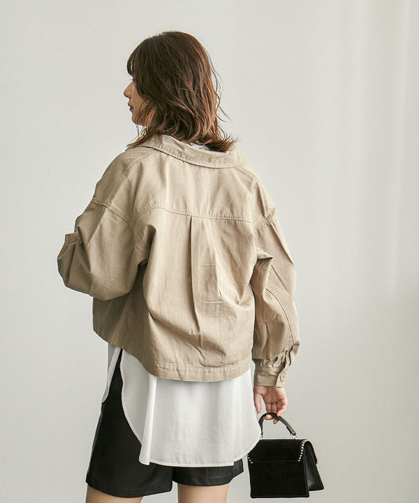 Fashion Letter ショートシャツジャケット サンドベージュ