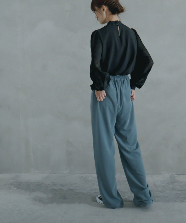 Fashion Letter マジョリカプリーツハイネックブラウス ブラック