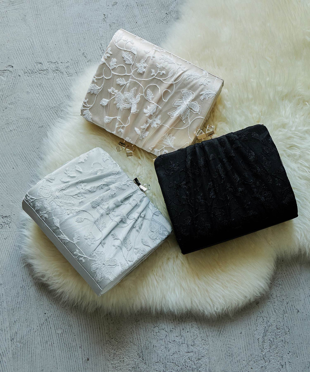 3way刺繍チュールクラッチパーティーバッグ