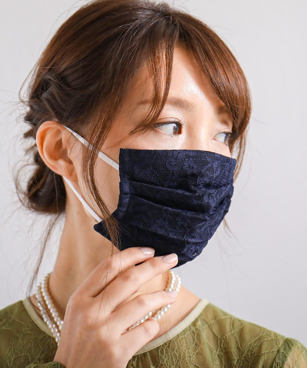 Fashion Letter 日本製 結婚式 レースマスク ネイビー
