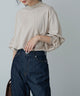 Fashion Letter モックネックボリューム袖ロンT ライトベージュ