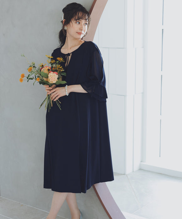 niana 授乳口付マタニティドレス ネイビー