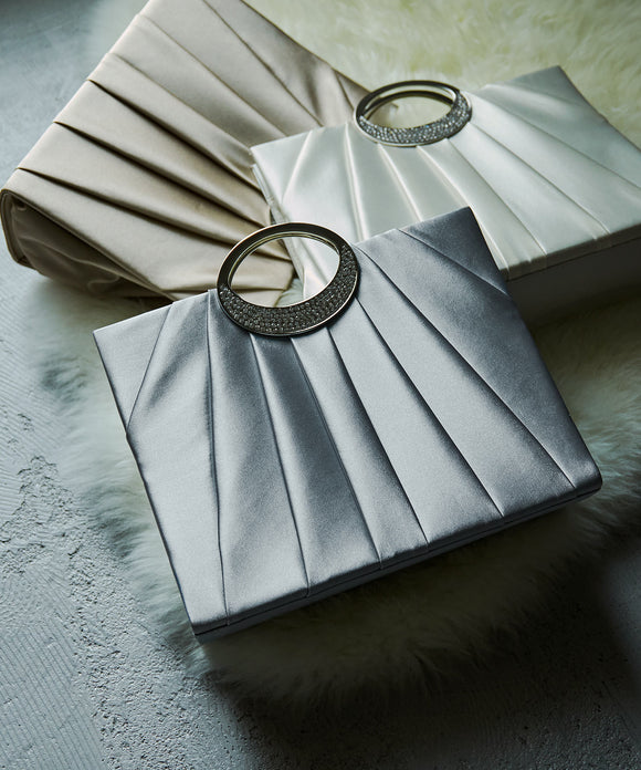 niana ビジューハンドルプリーツバッグ グレー