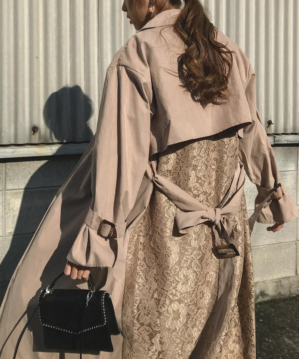 Fashion Letter バックレーストレンチコート ベージュ