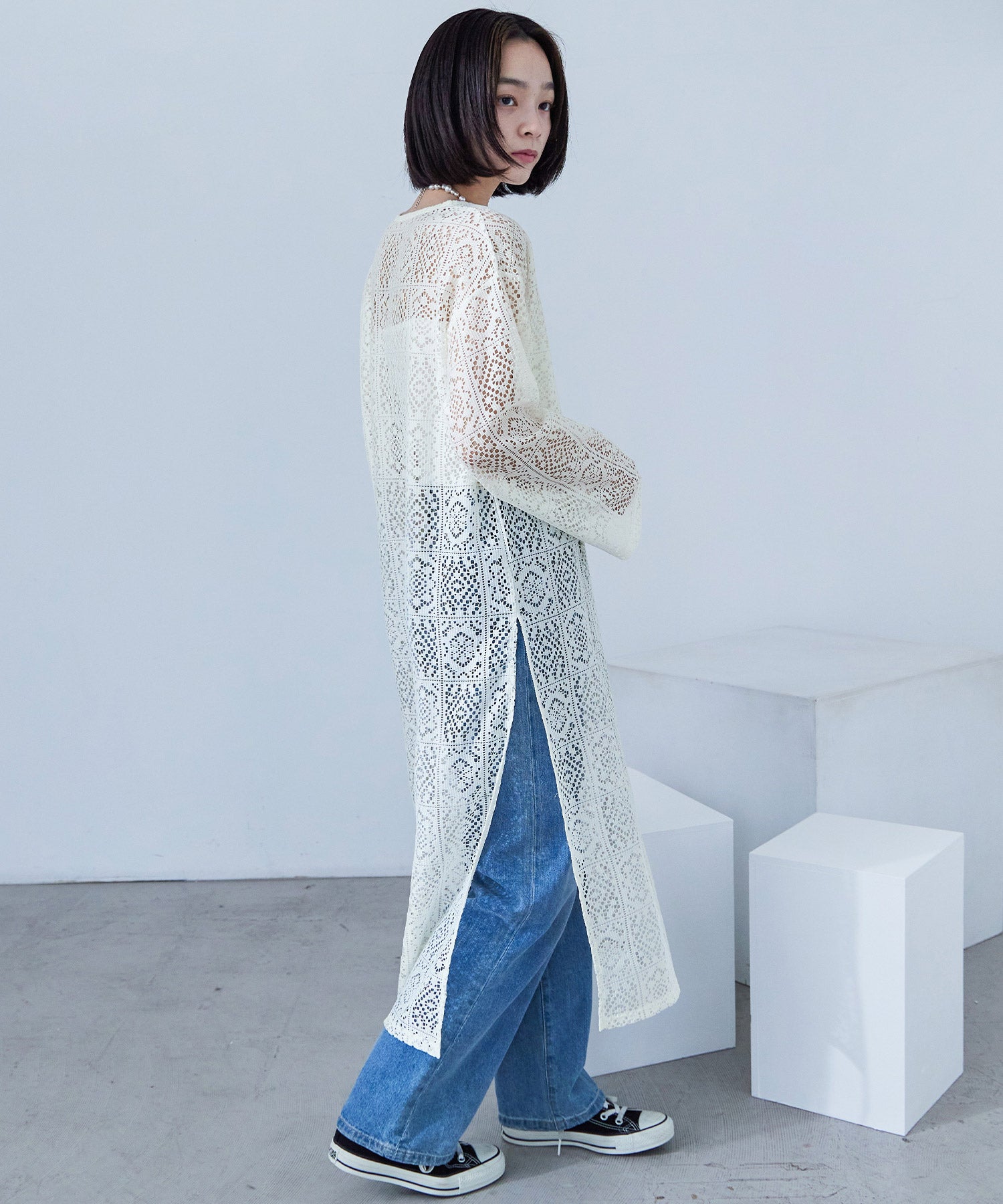 クロシェレース キーネックワンピース｜ワンピース - Fashion Letter