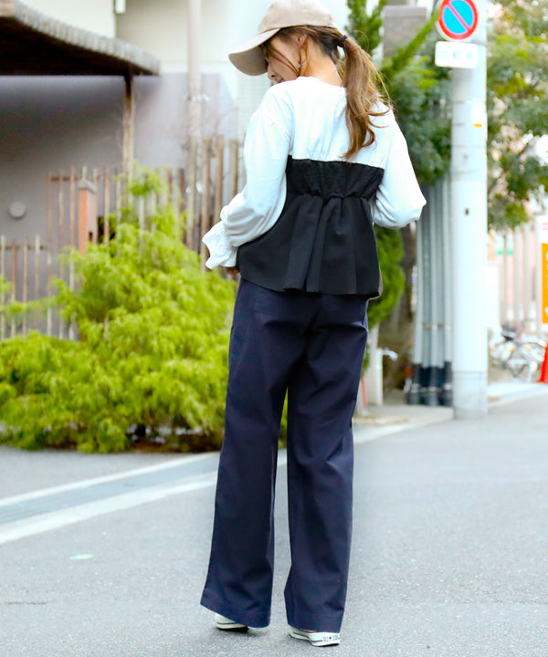 Fashion Letter ベイカーワークパンツ ネイビー