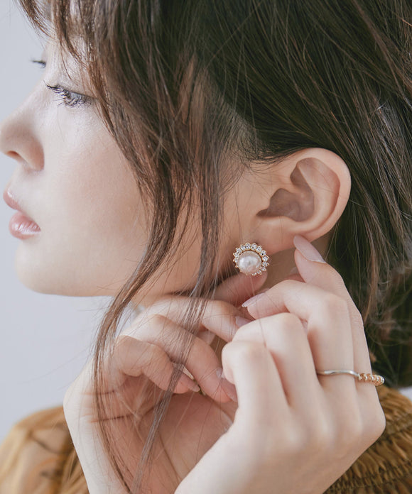 niana 一粒パールピアス ゴールド