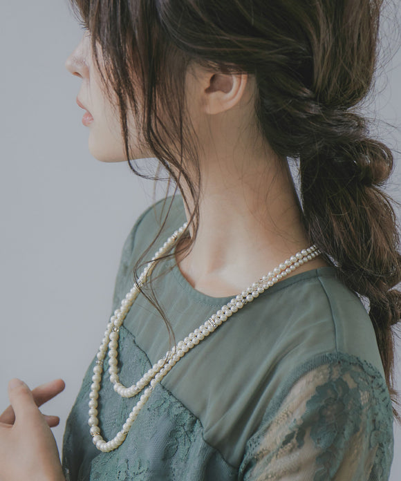 niana ビジューミックスパール2連ネックレス オフホワイト