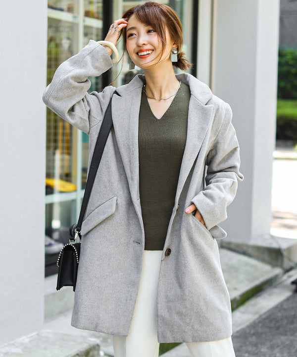 Fashion Letter 84丈モッサ チェスターコート ライトグレー