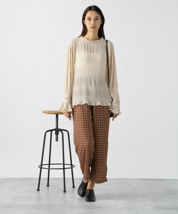 aity シフォンジョーゼットマジョリカプリーツブラウス ライトベージュ