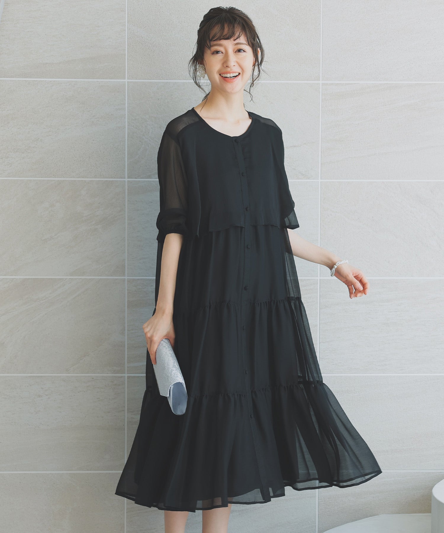 授乳口付きマタニティパーティードレスワンピース 結婚式