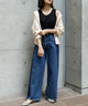 Fashion Letter ワッフルタンクトップ ブラック