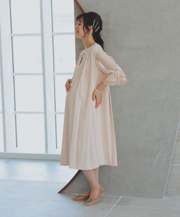niana 授乳口付マタニティドレス ベージュ