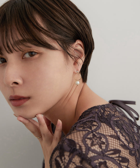 niana リングパールセラミックピアス ゴールド