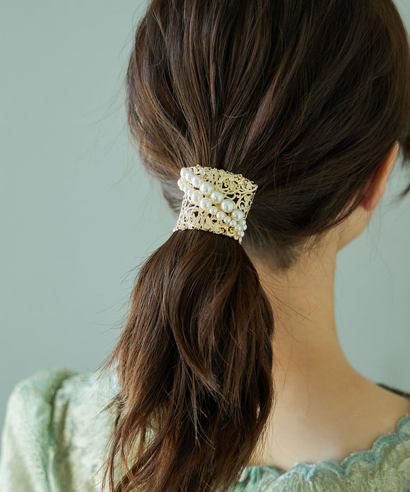 niana ２連パールヘアアクセ ゴールド