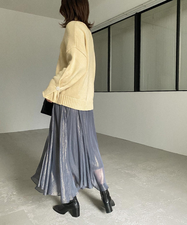 Fashion Letter 光沢シアースカート ネイビー