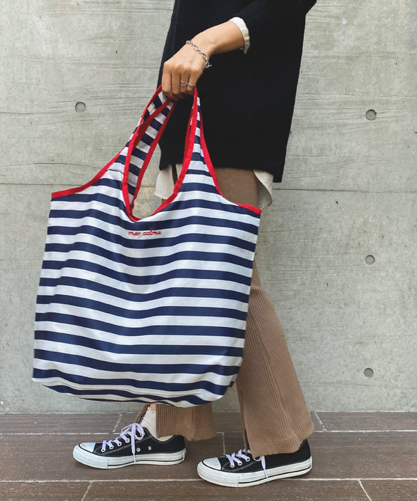 Fashion Letter 保冷保温コンパクトエコバッグ ボーダーネイビー