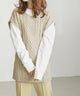Fashion Letter リボンベルト付きニットベスト ライトベージュ