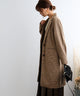 Fashion Letter チェック柄 ロングチェスターコート ベージュ