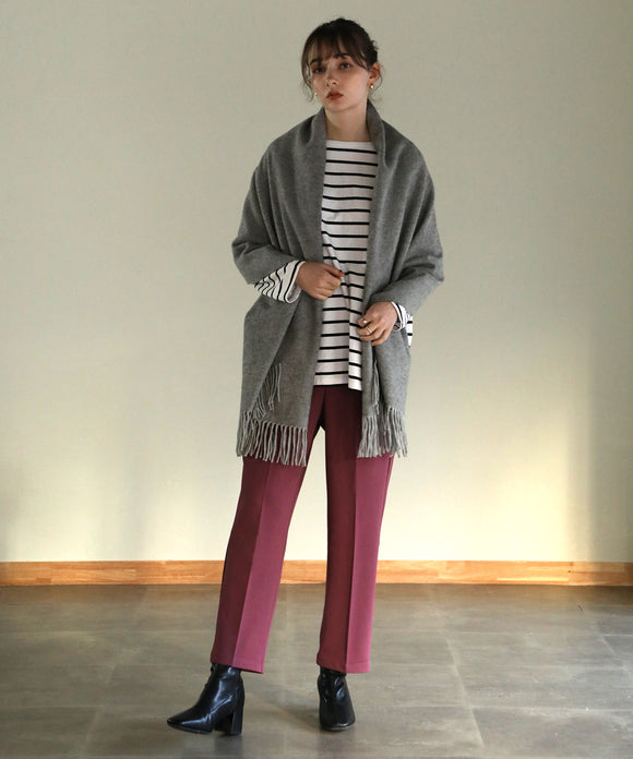 aity センタープレステーパードパンツ パープル