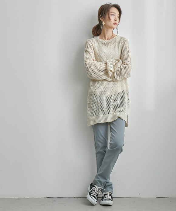Fashion Letter 美脚スーパーストレッチスリムパンツ ライトグレー