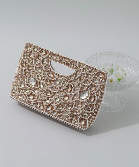 niana ストーンビジューハンドバッグ ベージュ