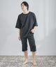 Fashion Letter ダンボールニット　5分袖ハーフパンツ上下セットアップ ブラック