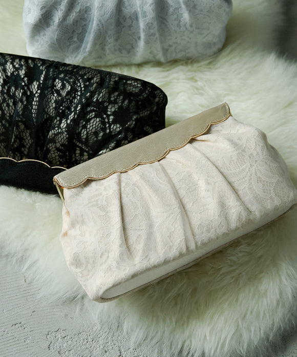 niana レース×オーガンジーパーティーバッグ ベージュ
