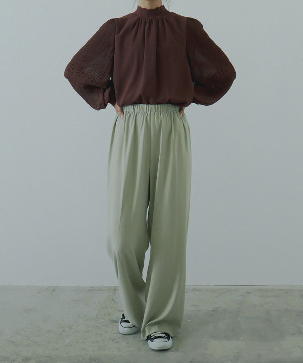 Fashion Letter マジョリカプリーツハイネックブラウス プラム