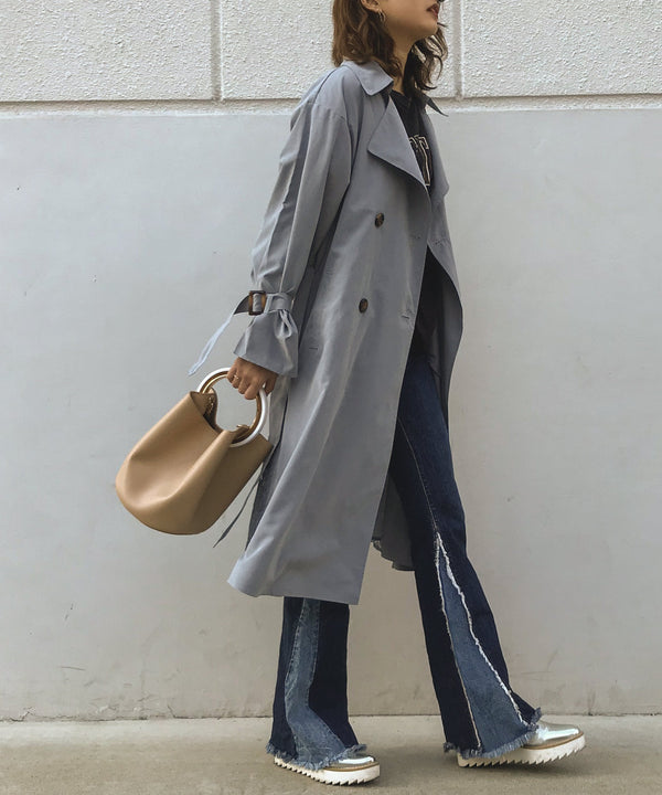 Fashion Letter バックレーストレンチコート ダスティブルー